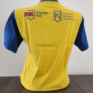 Camisa infantil Missões Kids – Amarela com detalhes em azul